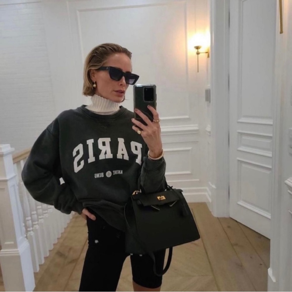 Anine Bing Ramona Paris sweatshirt size M washed black gray S1